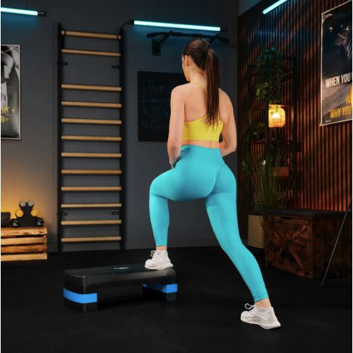 Степ платформа  Trex Sport TX-030AS 3-уровневая черно-голубая - фото №12